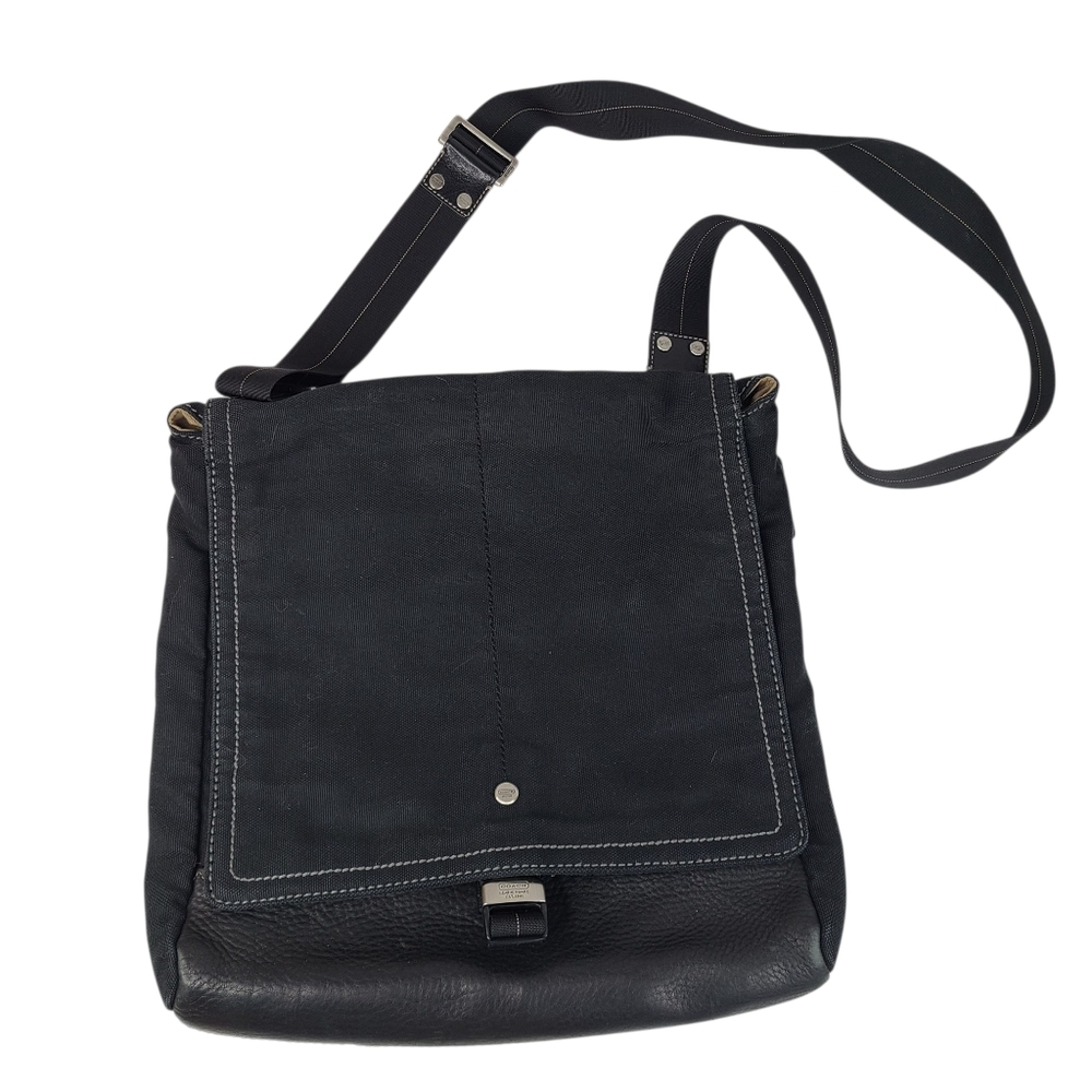 Coach Black Canvas & Leather Messenger Bag Transatlantic L0RM-5382 Vintage